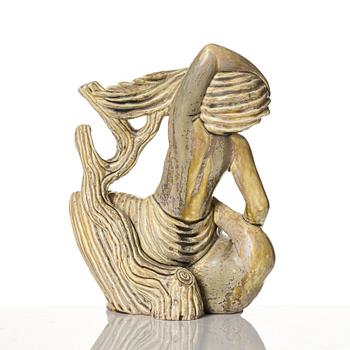 Stig Lindberg, a stoneware sculpture, 'Leda and the Swan', Gustavsberg, Sweden 1940-50s.