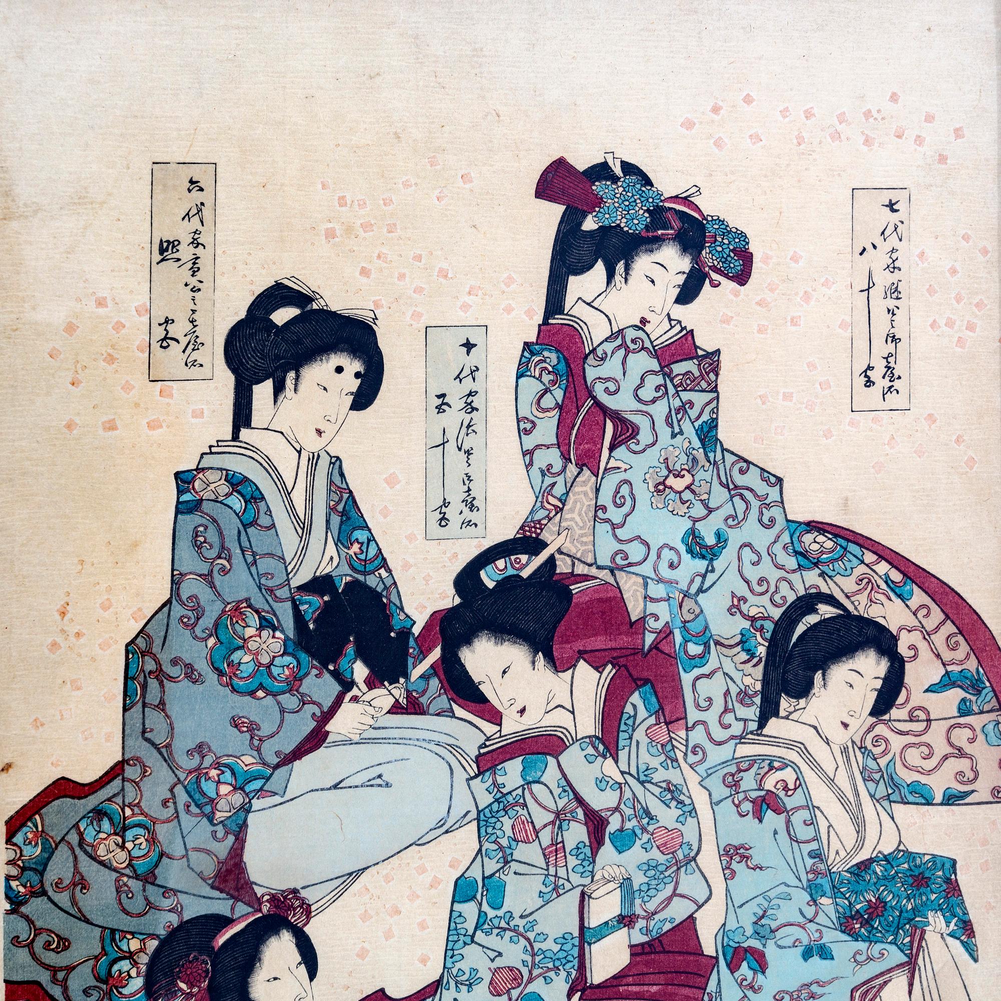 Träsnitt 3 st Japan omkring 1900.