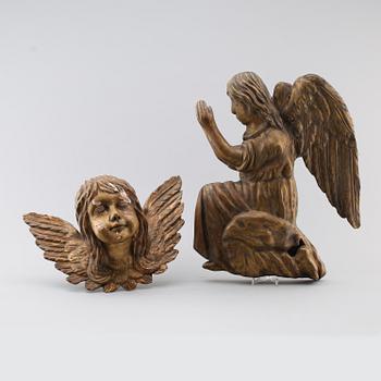 DEKORELEMENT, 2 st, bronserat trä, 1900-tal.
