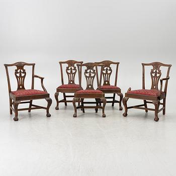 Chairs, 5 pcs, Chippendale, England, circa 1800.