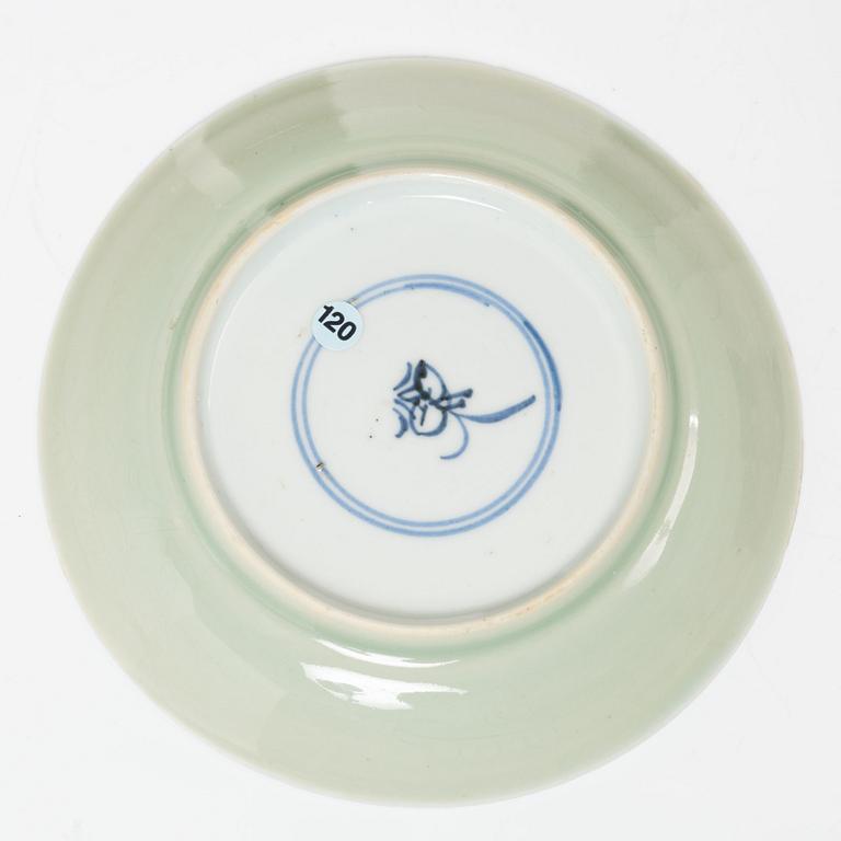 A group of three cups with saucers and two cups, Qing dynasty, 18th century.