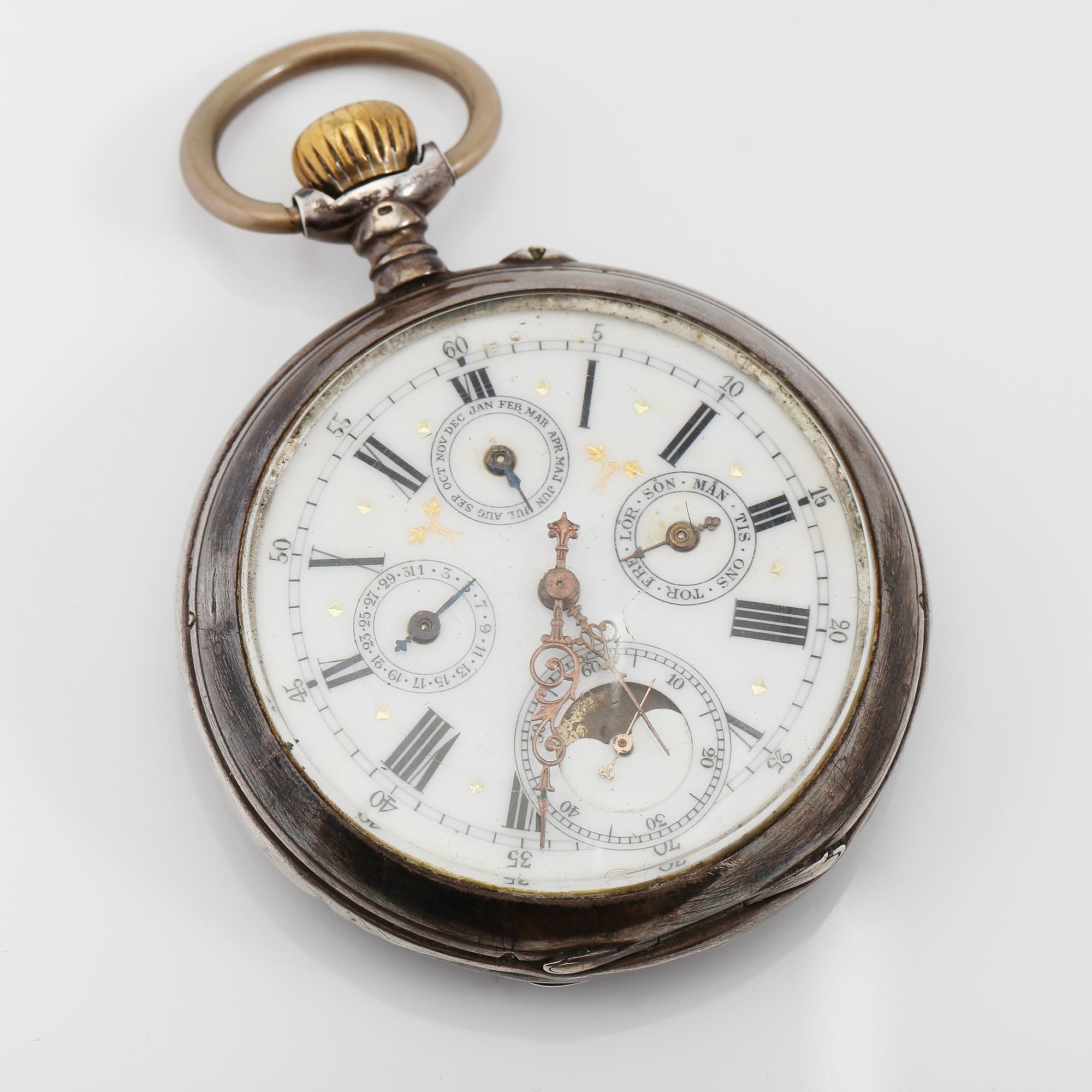 FICKUR, silver, omkring år 1900.