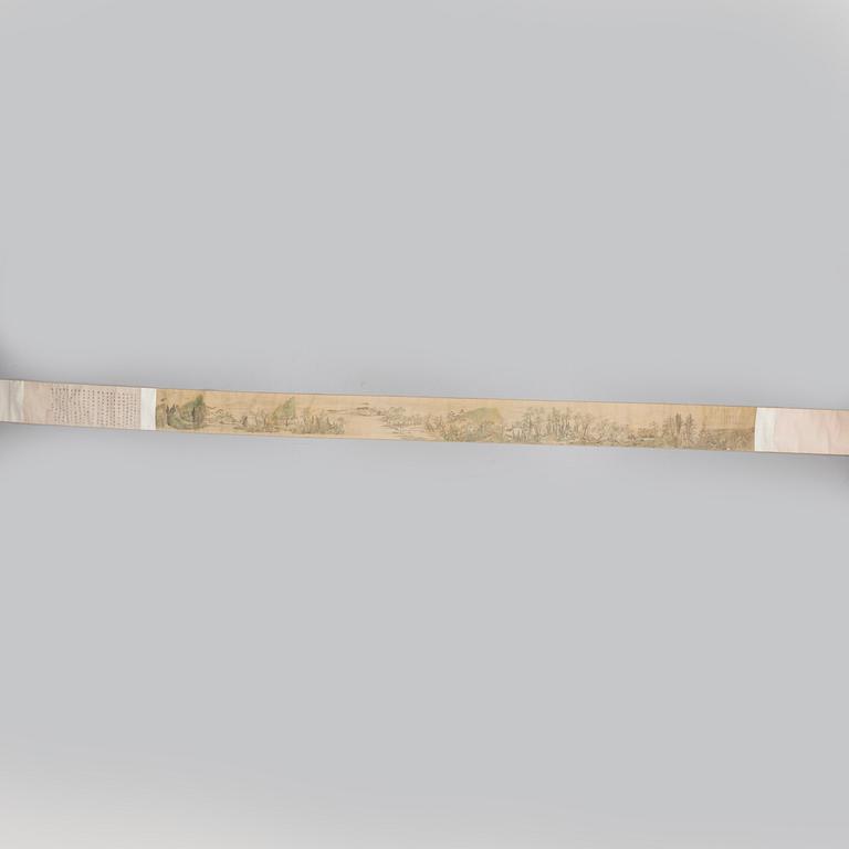 A scroll, ink and color on silk. After YUN SHOUPING (1633-90), signed. 20th century copy.