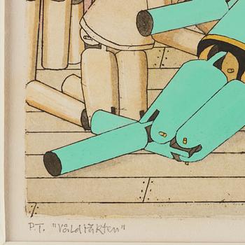 Sten Eklund, dry point etching with watercolouir, signed and dated 1997.