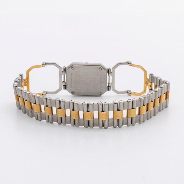 JEAN D´EVE up side down ladies wristwatch, steel, 18K gold, brilliant and single-cut Diamonds, 20 mm, quartz.