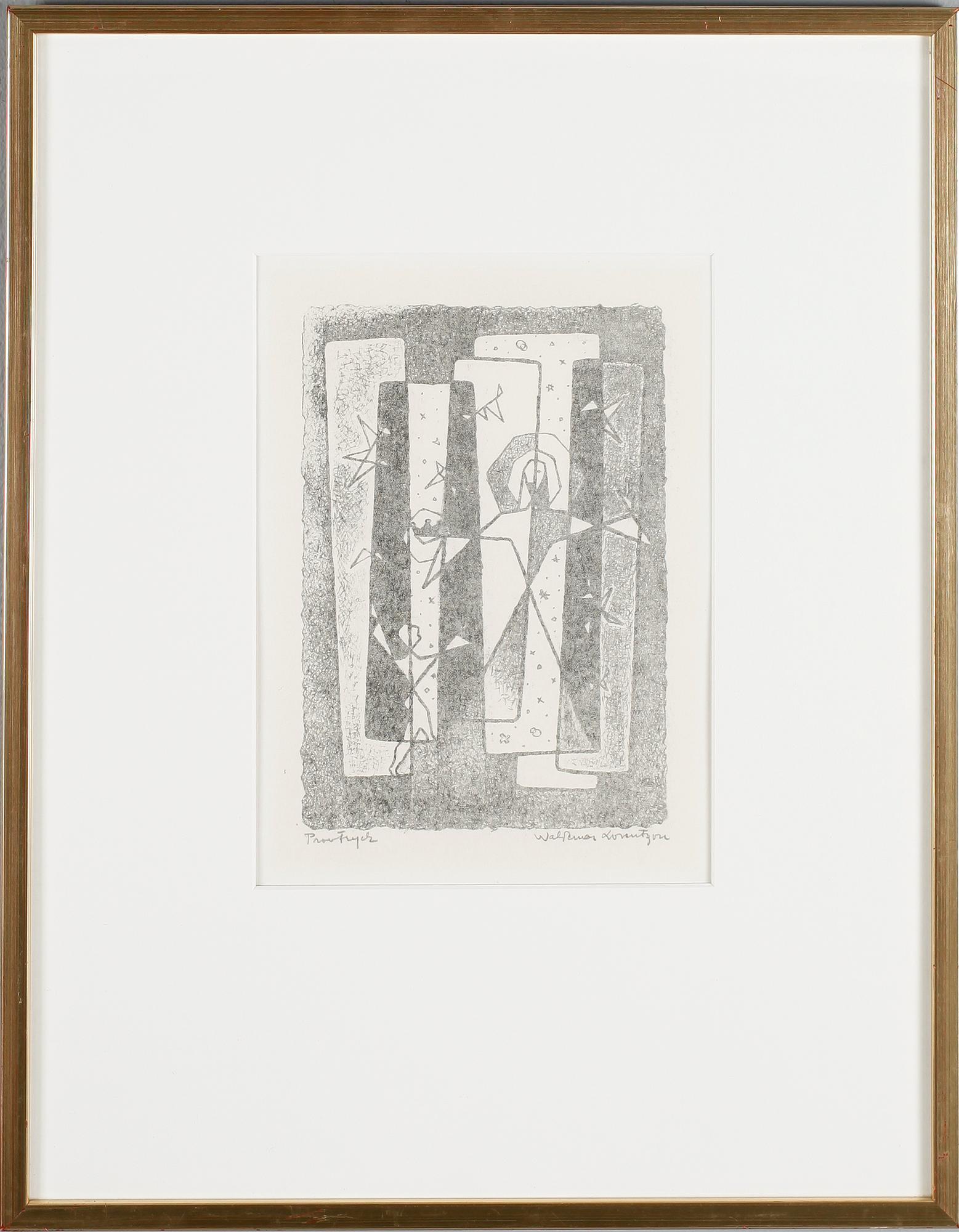 WALDEMAR LORENTZON, litografi, signerad, provtryck.