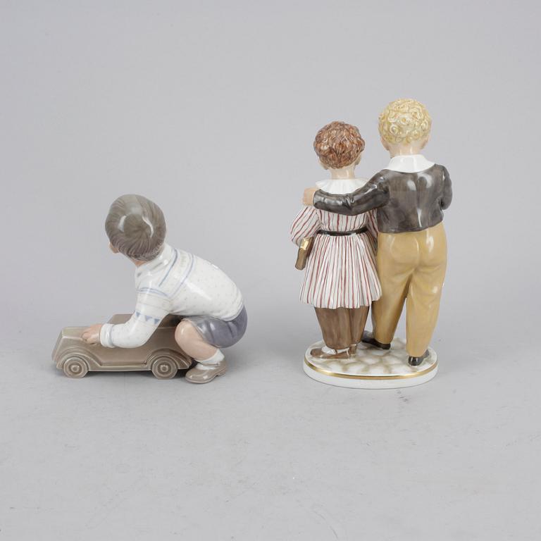 FIGURINER, 2 st, porslin, Royal Copenhagen och Dahl Jensen, Danmark.