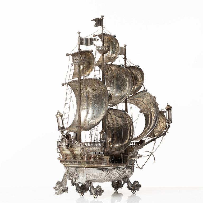 Fartyg, s.k. Nef, silver, sannolikt Tyskland omkring år 1900.