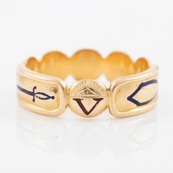 Pocket watch, H. Runsten Stockholm, lever escapement, including a ring in 18K gold.