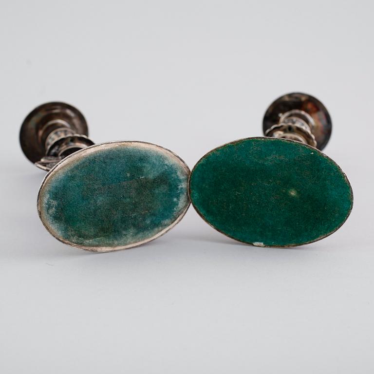 LJUSSTAKAR, 1 par, silver, 1800-tal.