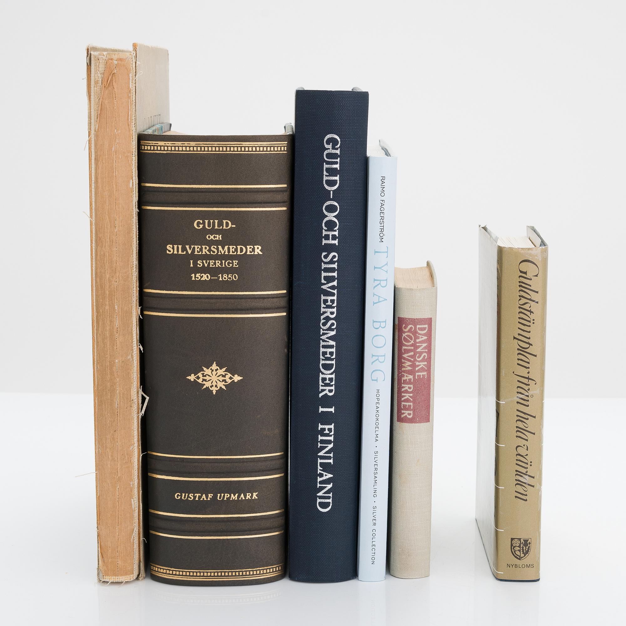 Five books about Finnish, Swedish and Danish silver and one with world gold hallmarks.