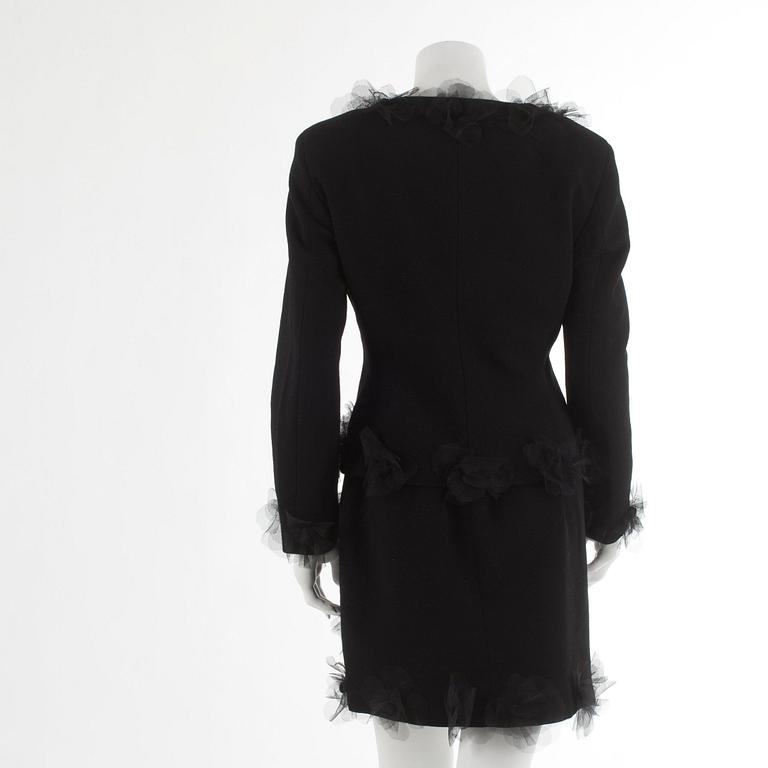 MOSCHINO, black wool cocktaildress with jacket "Cheap and Chic".