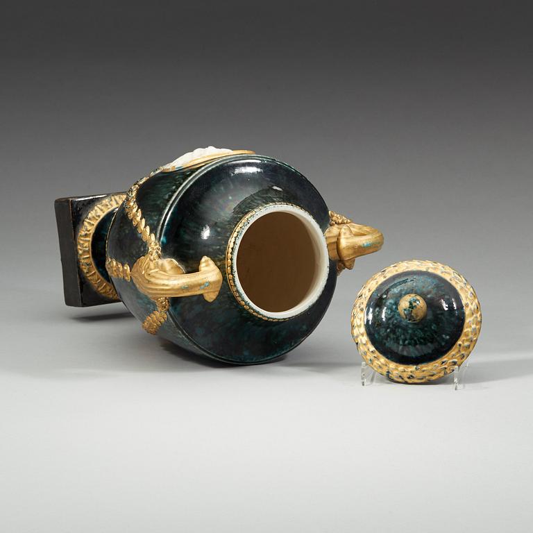 A Marieberg earthenware vase with cover, 1790's.