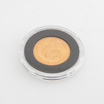 Guldmynt Sverige, Oscar II 10 kr, 1883, felpräglat.