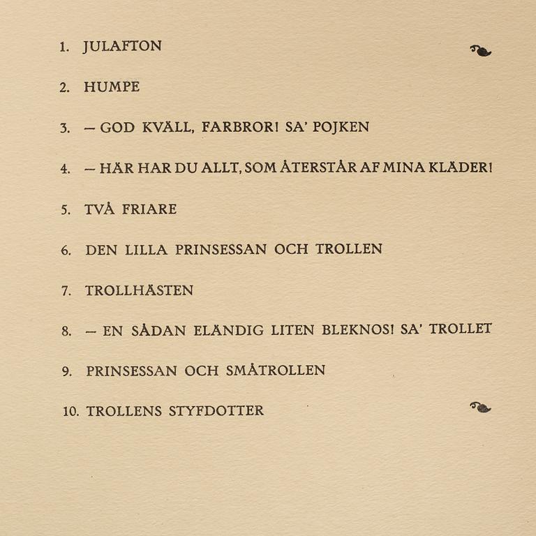 JOHN BAUER, "Troll", svit om tio litografier, osignerade, Ernst Bauers Förlag Göteborg, A. Börtzells, 1915.