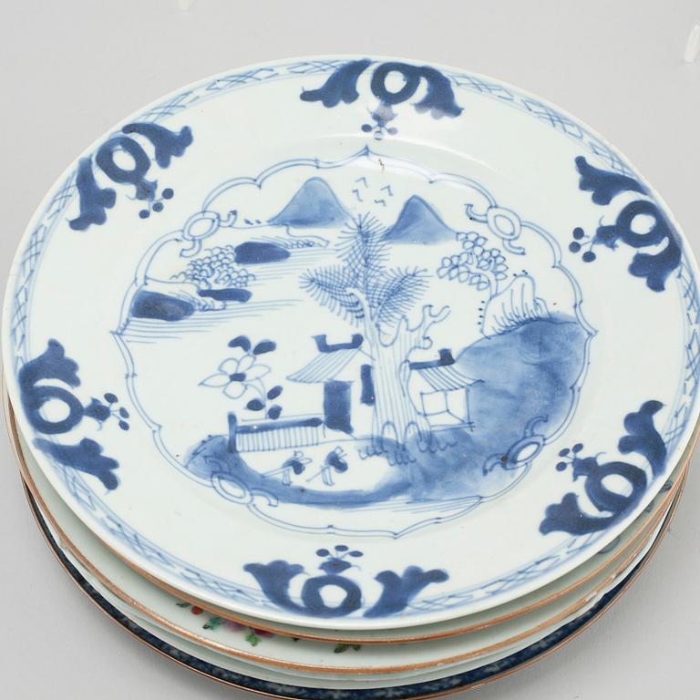 Eight plates, porcelain, China.