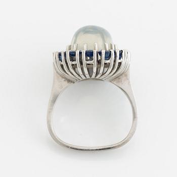 Moonstone and sapphire cocktail ring.