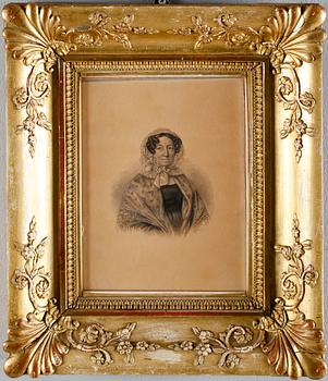 OKÄND KONSTNÄR, blyerts, otydligt signerad möjligen Röhl och daterad 1841.
