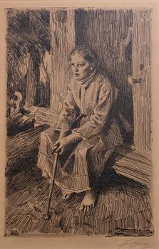 Anders Zorn, a signed etching from 1912.