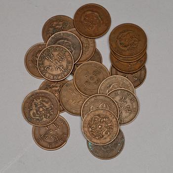 A set of silver and copper coins, late Qing dynasty, China, Hong kong, Japan, late 19th/early 20th century (147 pieces).