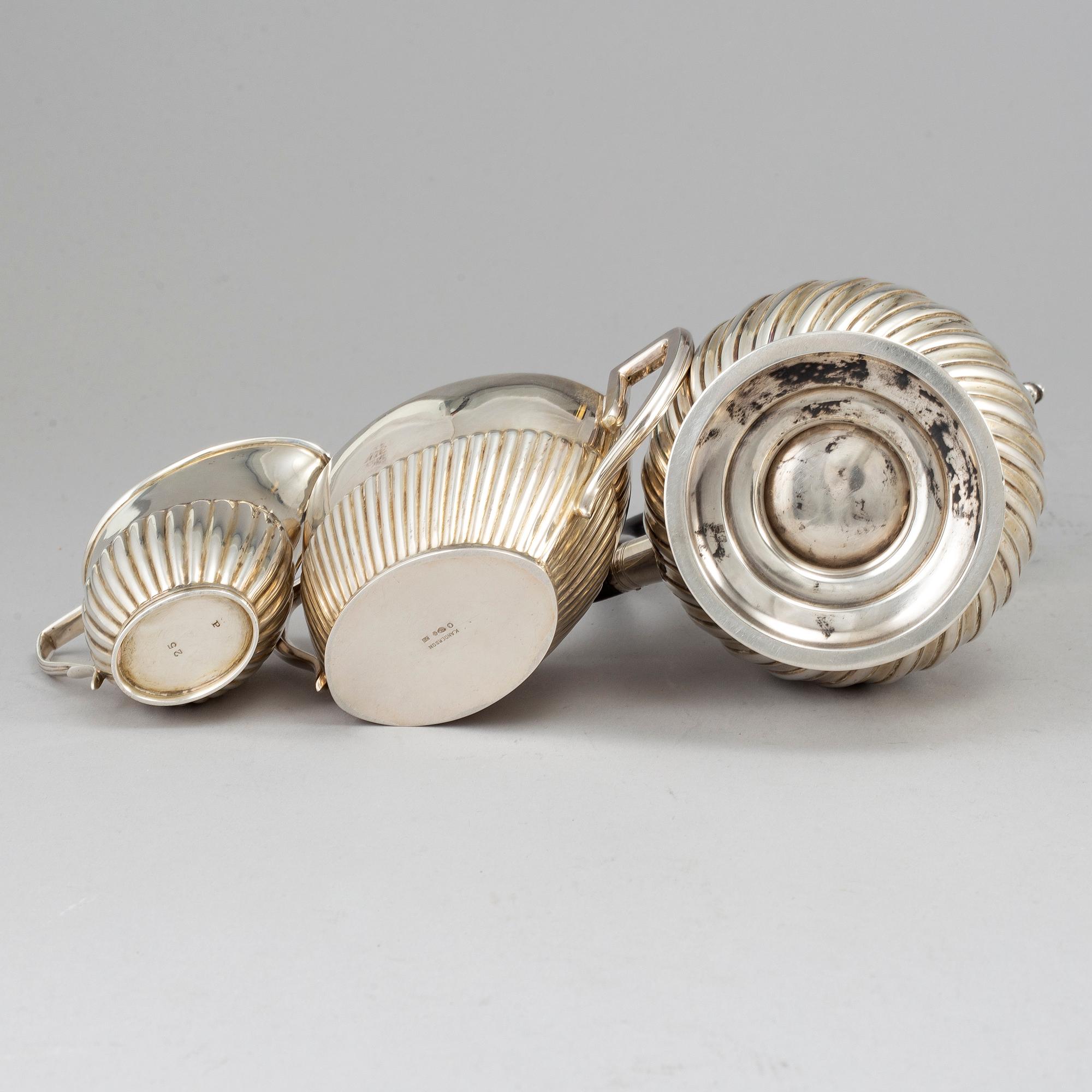 KAFFESERVIS, 3 delar, silver, 1893-1926.