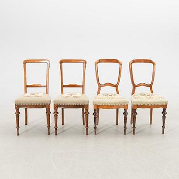 Chairs 2 pairs and a stool, late 19th century (5 pcs).
