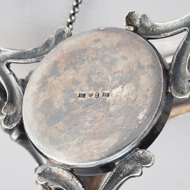 A Swedish 19th century silver tea-urn with stand and burner, marks of Gustaf Möllenborg (C T Feron), Stockholm 1885.