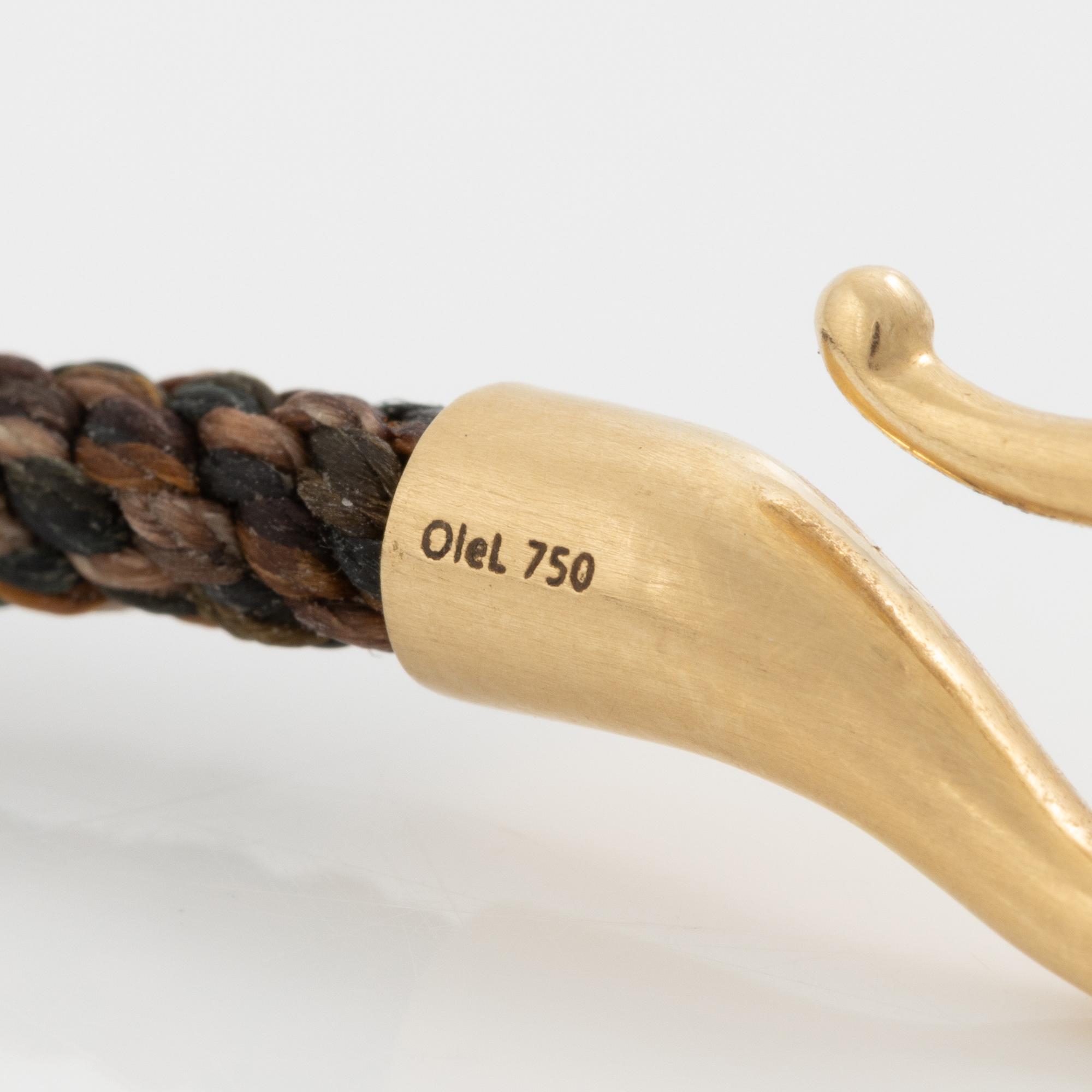 Ole Lynggaard bracelet 18K gold and textile/rope "Life".