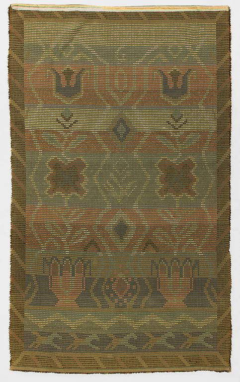 Toini Kallio, a rya rug, "Pirtinseinä", model for Neovuis, dated 1933. Ca. 213 x 128 cm.