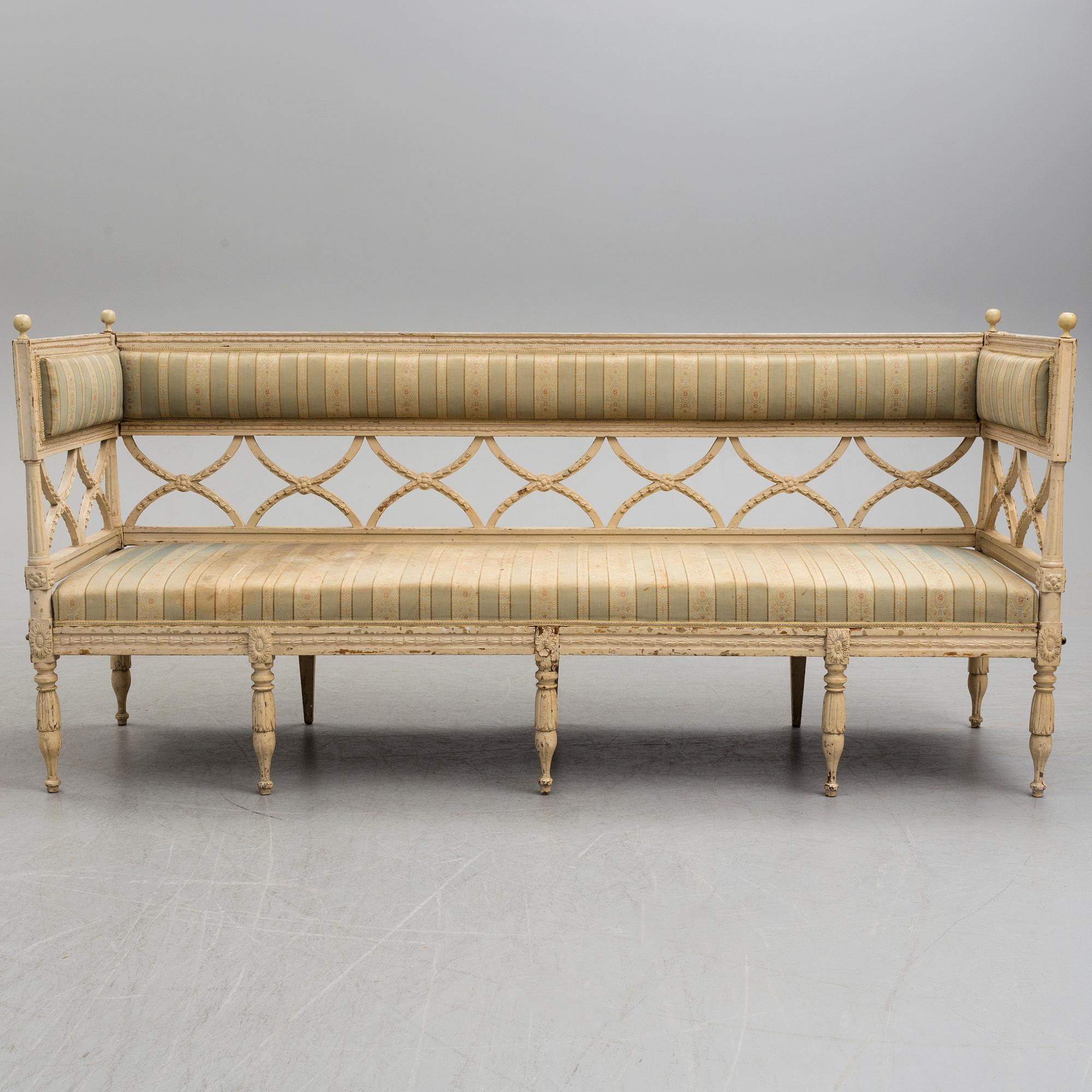 a late Gustavian sofa, early 18th century.