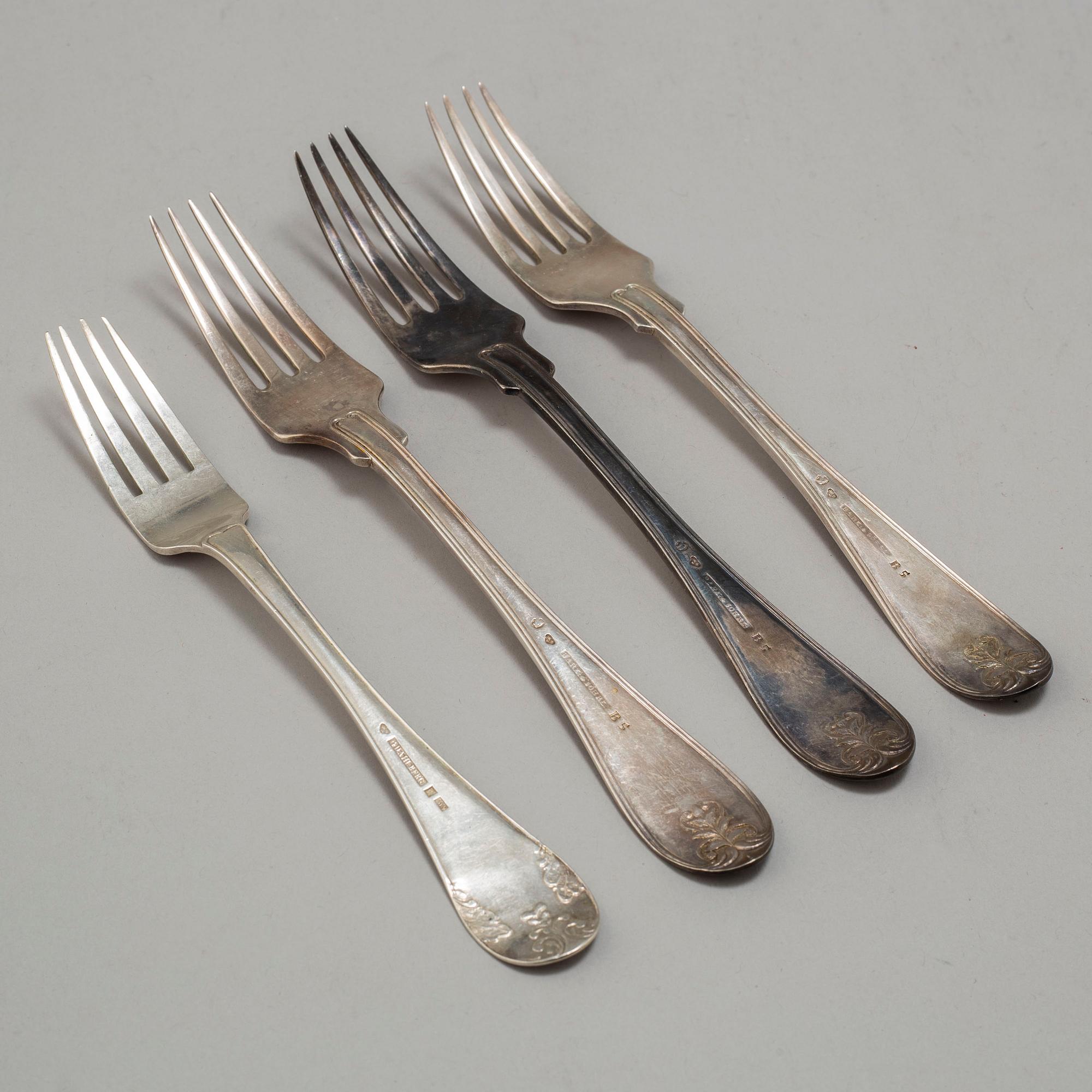 GAFFLAR, 12+3 st, silver 1800-talets mitt.