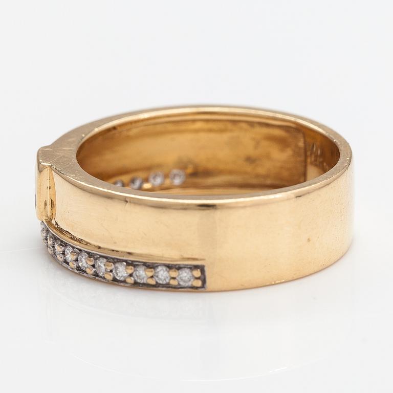 Sormus, 18K kultaa, timantteja n. 0.32 ct yht.