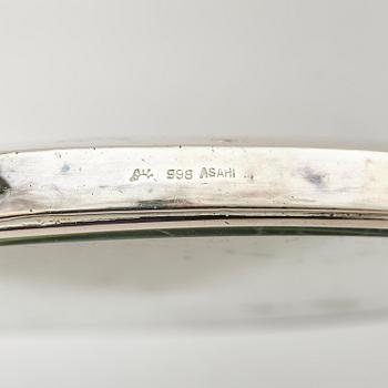 A Japanese five-piece silver garniture, Asahi, early 20th century.