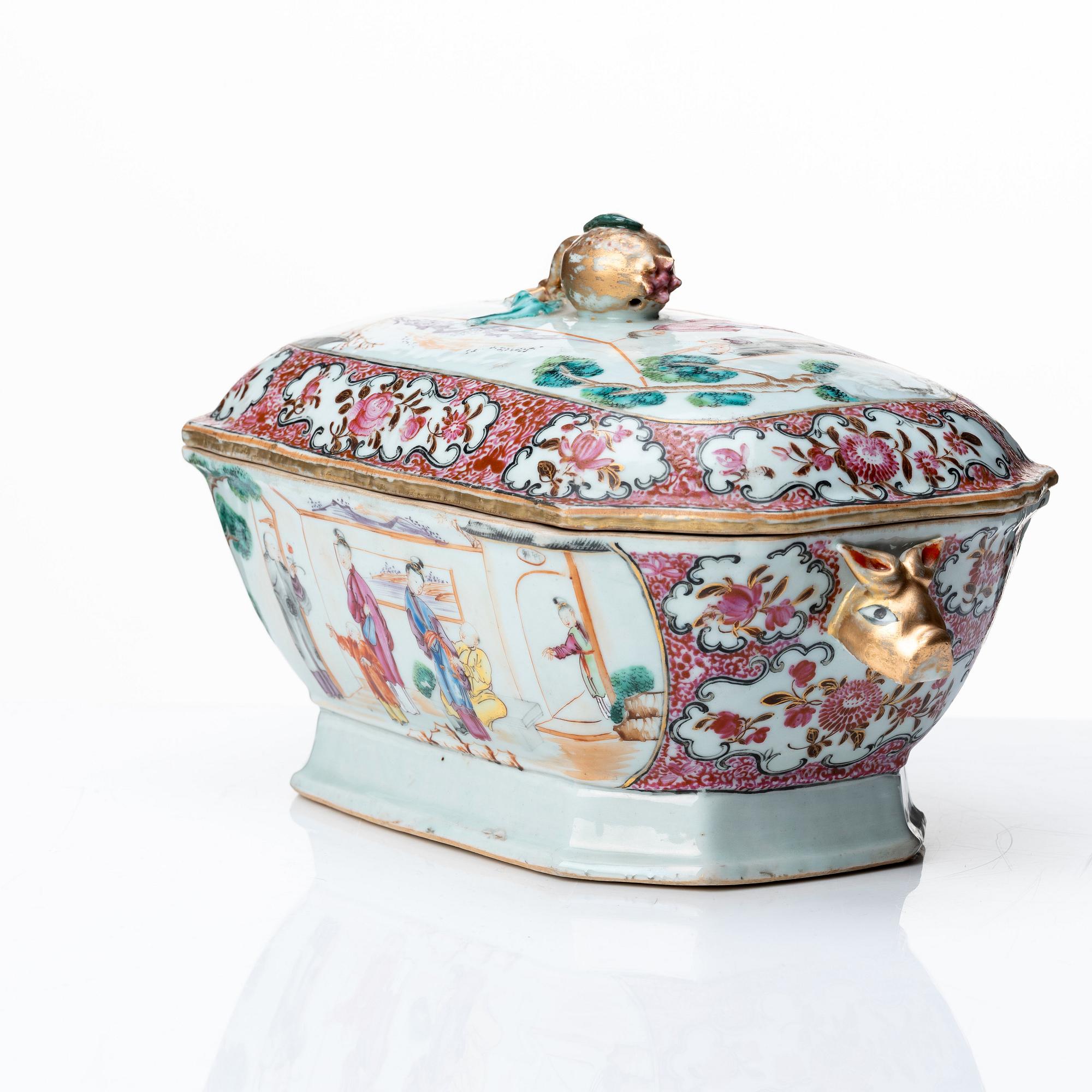 A famille rose tureen with cover, Qing dynasty, Qianlong (1736-95).