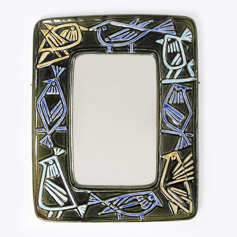 Lisa Larson, three stoneware wall reliefs and a mirror, Gustavsberg.