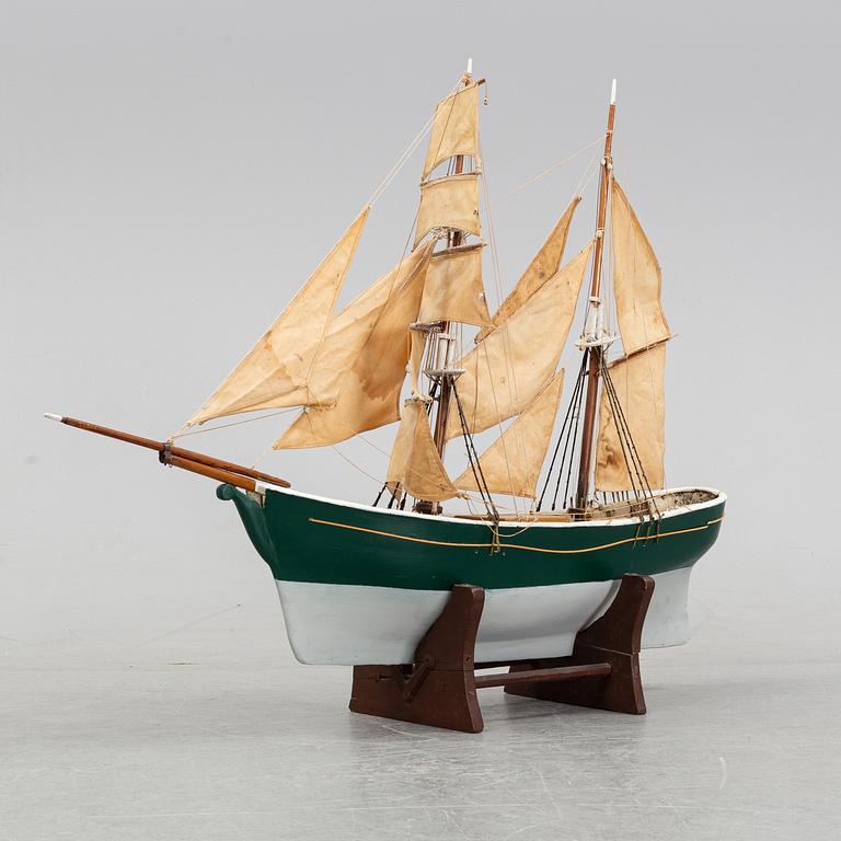 A model of a ship, mid 20th century.