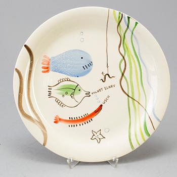 STIG LINDBERG, fiskservis, 19 delar, flintporslin, "Löja", Gustavsberg,