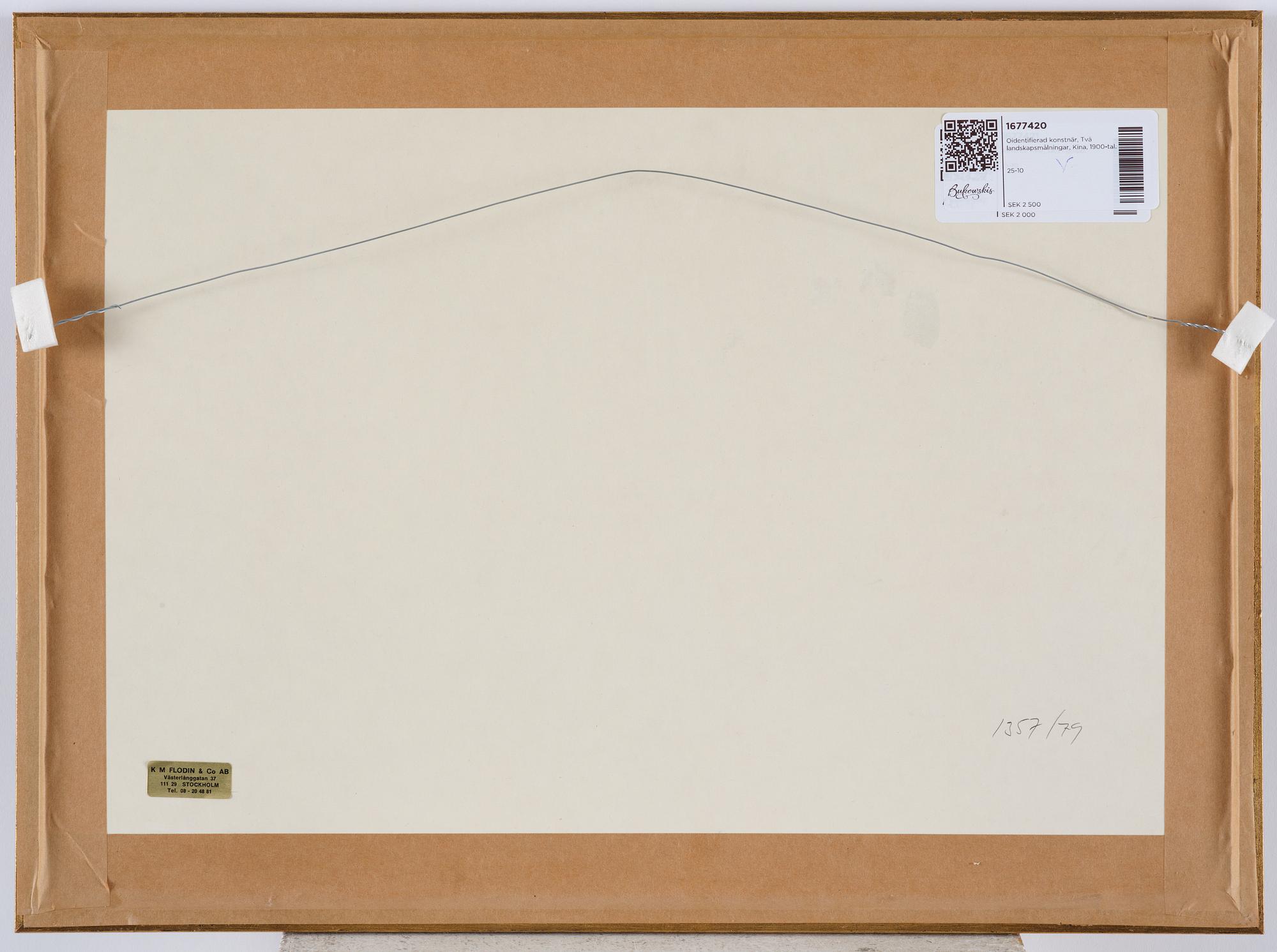 Unidentified artist, Two landscape paintings, China, 20th century.