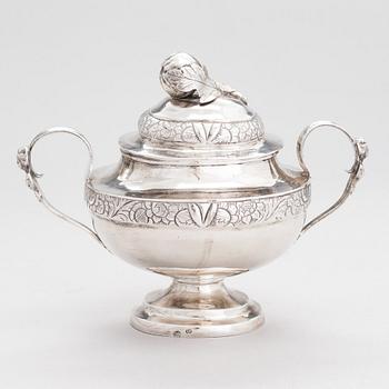 A 19th-century silver sugar bowl, maker's marks of Vincenzo Cachia di Michele, Malta 1842.