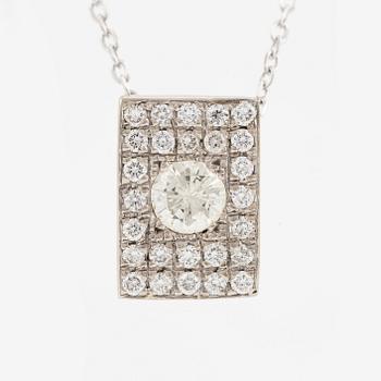 Pendant with chain, 18K white gold with brilliant-cut diamonds.