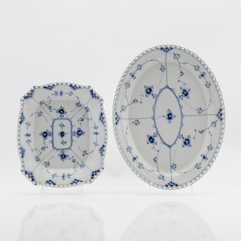 Service, 46 pieces, porcelain, Blue Fluted "Full Lace" and "Half Lace", Royal Copenhagen, Denmark.