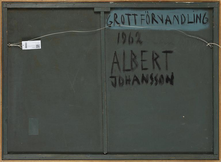 Albert Johansson, blandteknik limfärg/akvariesand/betongspackel på pannå, signerad och daterad 1962 a tergo.