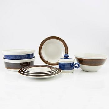 Hertha Bengtson, service approx. 46 pcs "Koka blue/Koka brown" Rörstrand porcelain, later part of the 20th century.