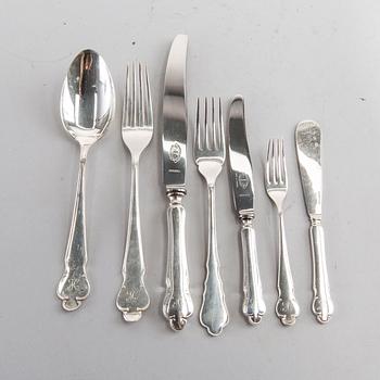 A 82+16 pieces silver and silver plate model "Disa" cutlery. Total weight inc steel app 4000 grams.