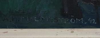 AKKE HUGH MALMESTRÖM, olja på pannå, sign o dat "-42".