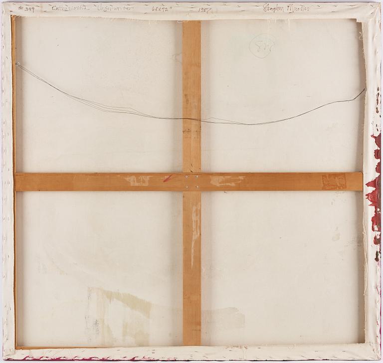 Stephen Mueller, signerad och daterad 1987 a tergo. Akryl på duk.