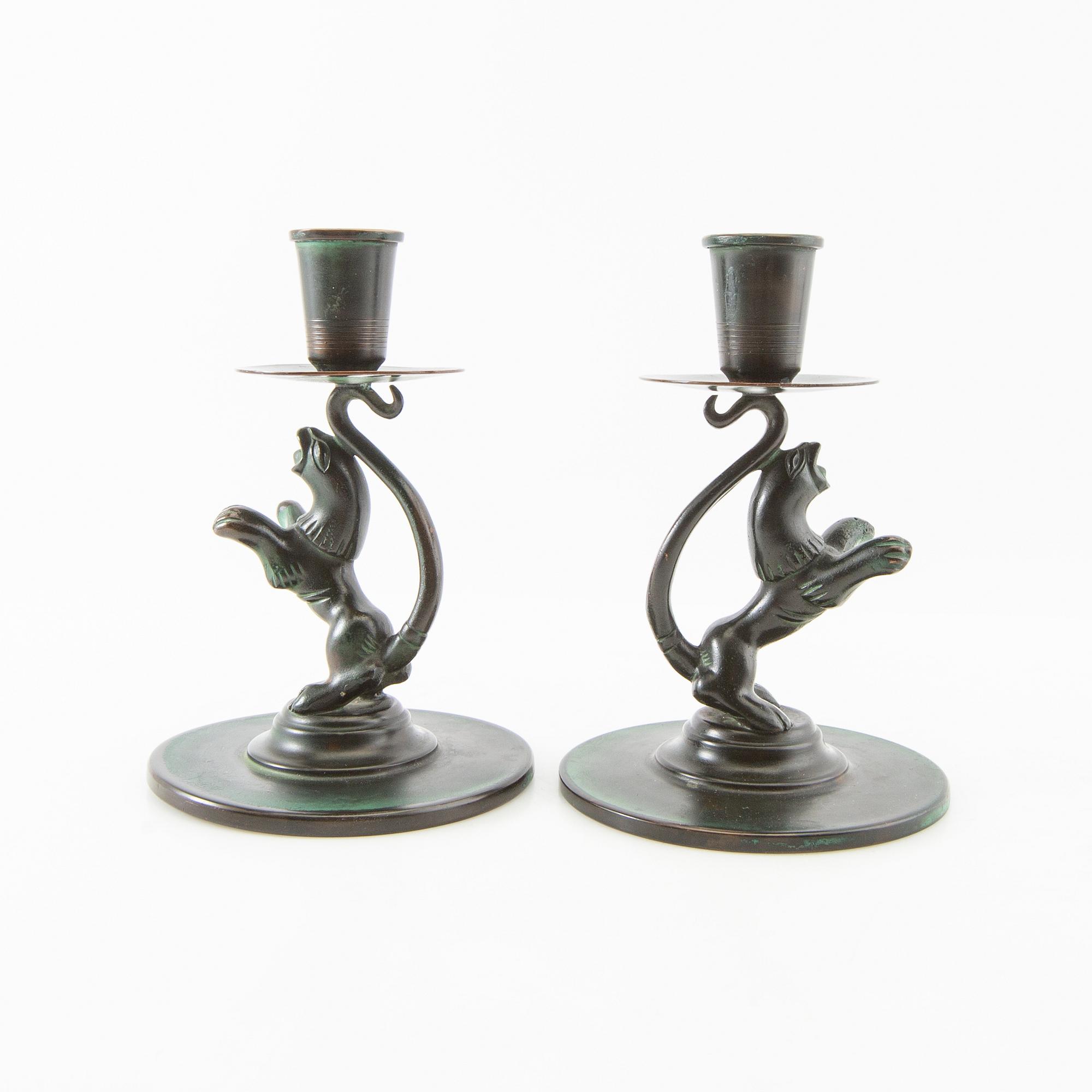 Nils Fougstedt, candlesticks a pair Swedish Grace 1930s.