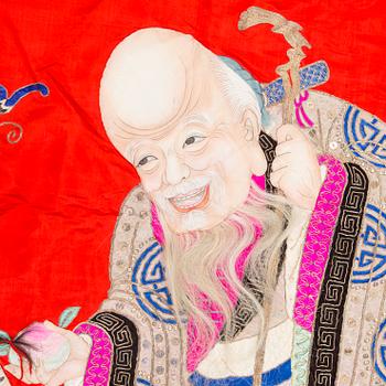 three peises of chinese silk embroiderys/rolls, oround the mid of the 20th century.