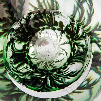 Edward Hald, vase "Fish Grail", Orrefors. signed 1984.