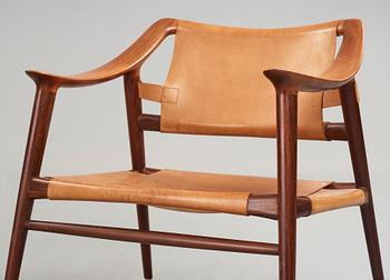 Adolf Relling & Sigurd Resell, a pair of teak and leather "56/2 Bambi-series" armchairs, Norway 1950-60's.